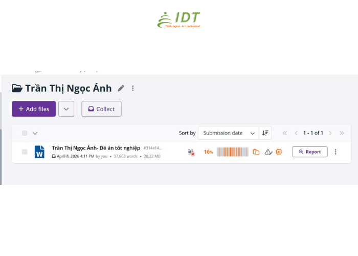 Giao Diện Kết Quả Phân Tích đạo Văn Ai